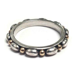 .925 Sterling Silver Caviar Ring Band Size 6.5